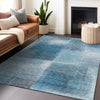 Piper Looms Mayfield Squares AMF742 Denim Machine Washable Area Rug Lifestyle Image Feature