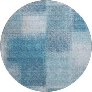 Piper Looms Mayfield Squares AMF742 Denim Machine Washable Area Rug Round Main Image