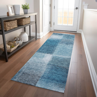 Piper Looms Mayfield Squares AMF742 Denim Machine Washable Area Rug Runner Lifestyle Image Feature