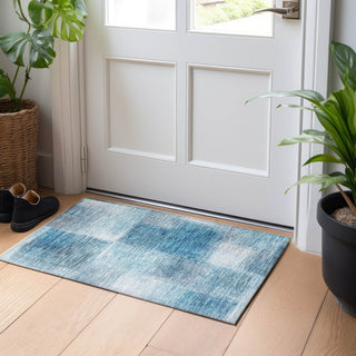 Piper Looms Mayfield Squares AMF742 Denim Machine Washable Area Rug Scatter Lifestyle Image Feature