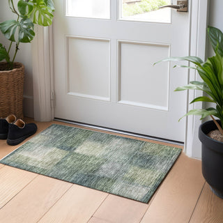Piper Looms Mayfield Squares AMF742 Olive Machine Washable Area Rug Scatter Lifestyle Image Feature