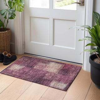 Piper Looms Mayfield Squares AMF742 Plum Machine Washable Area Rug Scatter Lifestyle Image Feature