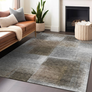Piper Looms Mayfield Squares AMF742 Silver Machine Washable Area Rug Lifestyle Image Feature