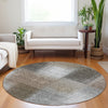 Piper Looms Mayfield Squares AMF742 Silver Machine Washable Area Rug Round Lifestyle Image Feature