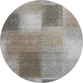 Piper Looms Mayfield Squares AMF742 Silver Machine Washable Area Rug Round Main Image