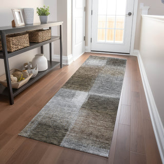 Piper Looms Mayfield Squares AMF742 Silver Machine Washable Area Rug Runner Lifestyle Image Feature