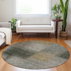 Piper Looms Mayfield Squares AMF742 Taupe Machine Washable Area Rug Round Lifestyle Image Feature