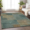 Piper Looms Mayfield Squares AMF742 Teal Machine Washable Area Rug Lifestyle Image Feature