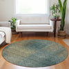Piper Looms Mayfield Squares AMF742 Teal Machine Washable Area Rug Round Lifestyle Image Feature