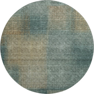 Piper Looms Mayfield Squares AMF742 Teal Machine Washable Area Rug Round Main Image