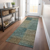 Piper Looms Mayfield Squares AMF742 Teal Machine Washable Area Rug Runner Lifestyle Image Feature