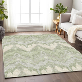 Piper Looms Mayfield Ikat AMF743 Aloe Machine Washable Area Rug Lifestyle Image Feature
