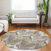 Piper Looms Mayfield Ikat AMF743 Beige Machine Washable Area Rug Round Lifestyle Image Feature
