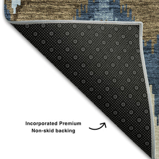 Piper Looms Mayfield Ikat AMF743 Blue Machine Washable Area Rug Backing Image