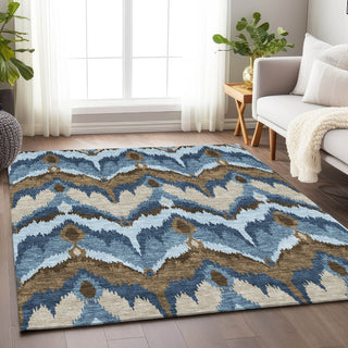 Piper Looms Mayfield Ikat AMF743 Blue Machine Washable Area Rug Lifestyle Image Feature