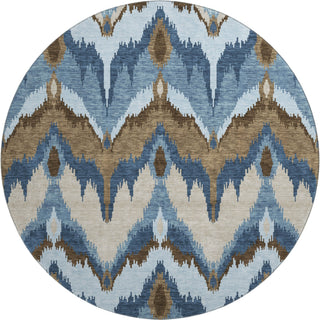 Piper Looms Mayfield Ikat AMF743 Blue Machine Washable Area Rug Round Main Image