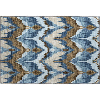 Piper Looms Mayfield Ikat AMF743 Blue Machine Washable Area Rug Scatter Main Image