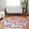 Piper Looms Mayfield Ikat AMF743 Blush Machine Washable Area Rug Round Lifestyle Image Feature