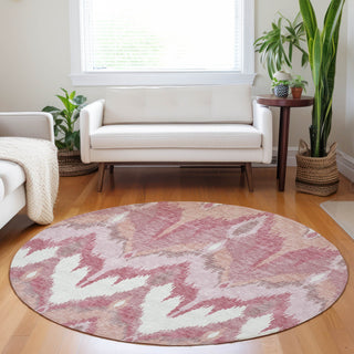 Piper Looms Mayfield Ikat AMF743 Blush Machine Washable Area Rug Round Lifestyle Image Feature