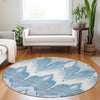 Piper Looms Mayfield Ikat AMF743 Denim Machine Washable Area Rug Round Lifestyle Image Feature