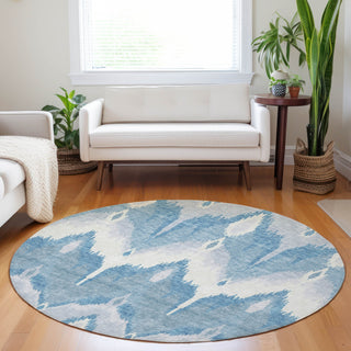 Piper Looms Mayfield Ikat AMF743 Denim Machine Washable Area Rug Round Lifestyle Image Feature