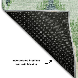 Piper Looms Mayfield Ikat AMF743 Green Machine Washable Area Rug Backing Image