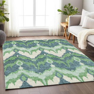 Piper Looms Mayfield Ikat AMF743 Green Machine Washable Area Rug Lifestyle Image Feature