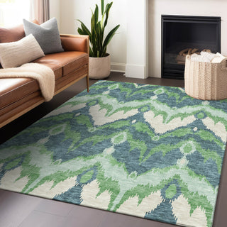 Piper Looms Mayfield Ikat AMF743 Green Machine Washable Area Rug Lifestyle Image Feature
