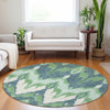 Piper Looms Mayfield Ikat AMF743 Green Machine Washable Area Rug Round Lifestyle Image Feature