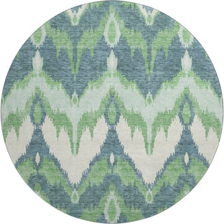 Piper Looms Mayfield Ikat AMF743 Green Machine Washable Area Rug Round Main Image