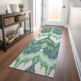 Piper Looms Mayfield Ikat AMF743 Green Machine Washable Area Rug Runner Lifestyle Image Feature