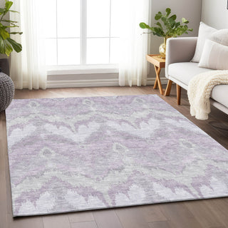 Piper Looms Mayfield Ikat AMF743 Lavender Machine Washable Area Rug Lifestyle Image Feature