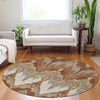 Piper Looms Mayfield Ikat AMF743 Paprika Machine Washable Area Rug Round Lifestyle Image Feature