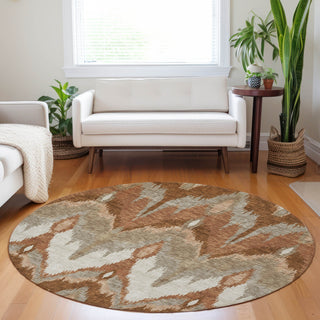 Piper Looms Mayfield Ikat AMF743 Paprika Machine Washable Area Rug Round Lifestyle Image Feature