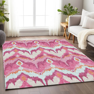 Piper Looms Mayfield Ikat AMF743 Pink Machine Washable Area Rug Lifestyle Image Feature