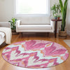 Piper Looms Mayfield Ikat AMF743 Pink Machine Washable Area Rug Round Lifestyle Image Feature