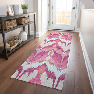 Piper Looms Mayfield Ikat AMF743 Pink Machine Washable Area Rug Runner Lifestyle Image Feature