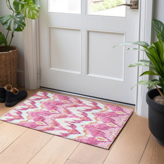 Piper Looms Mayfield Ikat AMF743 Pink Machine Washable Area Rug Scatter Lifestyle Image Feature