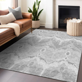 Piper Looms Mayfield Ikat AMF743 Silver Machine Washable Area Rug Lifestyle Image Feature
