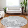 Piper Looms Mayfield Ikat AMF743 Silver Machine Washable Area Rug Round Lifestyle Image Feature