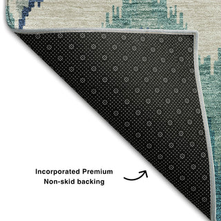 Piper Looms Mayfield Ikat AMF743 Teal Machine Washable Area Rug Backing Image
