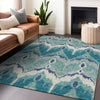 Piper Looms Mayfield Ikat AMF743 Teal Machine Washable Area Rug Lifestyle Image Feature