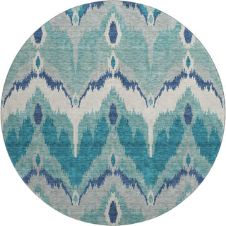 Piper Looms Mayfield Ikat AMF743 Teal Machine Washable Area Rug Round Main Image