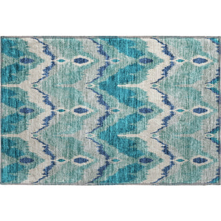 Piper Looms Mayfield Ikat AMF743 Teal Machine Washable Area Rug Scatter Main Image
