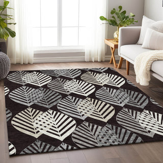 Piper Looms Mayfield Floral AMF744 Black Machine Washable Area Rug Lifestyle Image Feature