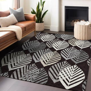 Piper Looms Mayfield Floral AMF744 Black Machine Washable Area Rug Lifestyle Image Feature