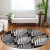 Piper Looms Mayfield Floral AMF744 Black Machine Washable Area Rug Round Lifestyle Image Feature