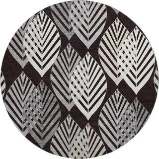 Piper Looms Mayfield Floral AMF744 Black Machine Washable Area Rug Round Main Image