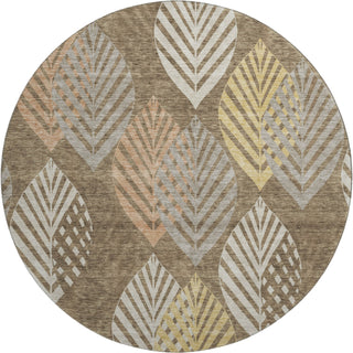 Piper Looms Mayfield Floral AMF744 Chocolate Machine Washable Area Rug Round Main Image