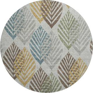 Piper Looms Mayfield Floral AMF744 Gray Machine Washable Area Rug Round Main Image